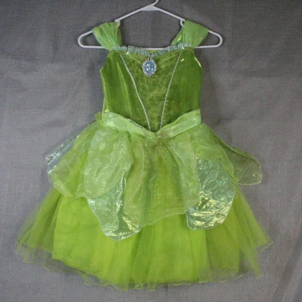 Disney Store Tinker Bell Costume Dress Size 9/10 Green Fairycore Whimsical